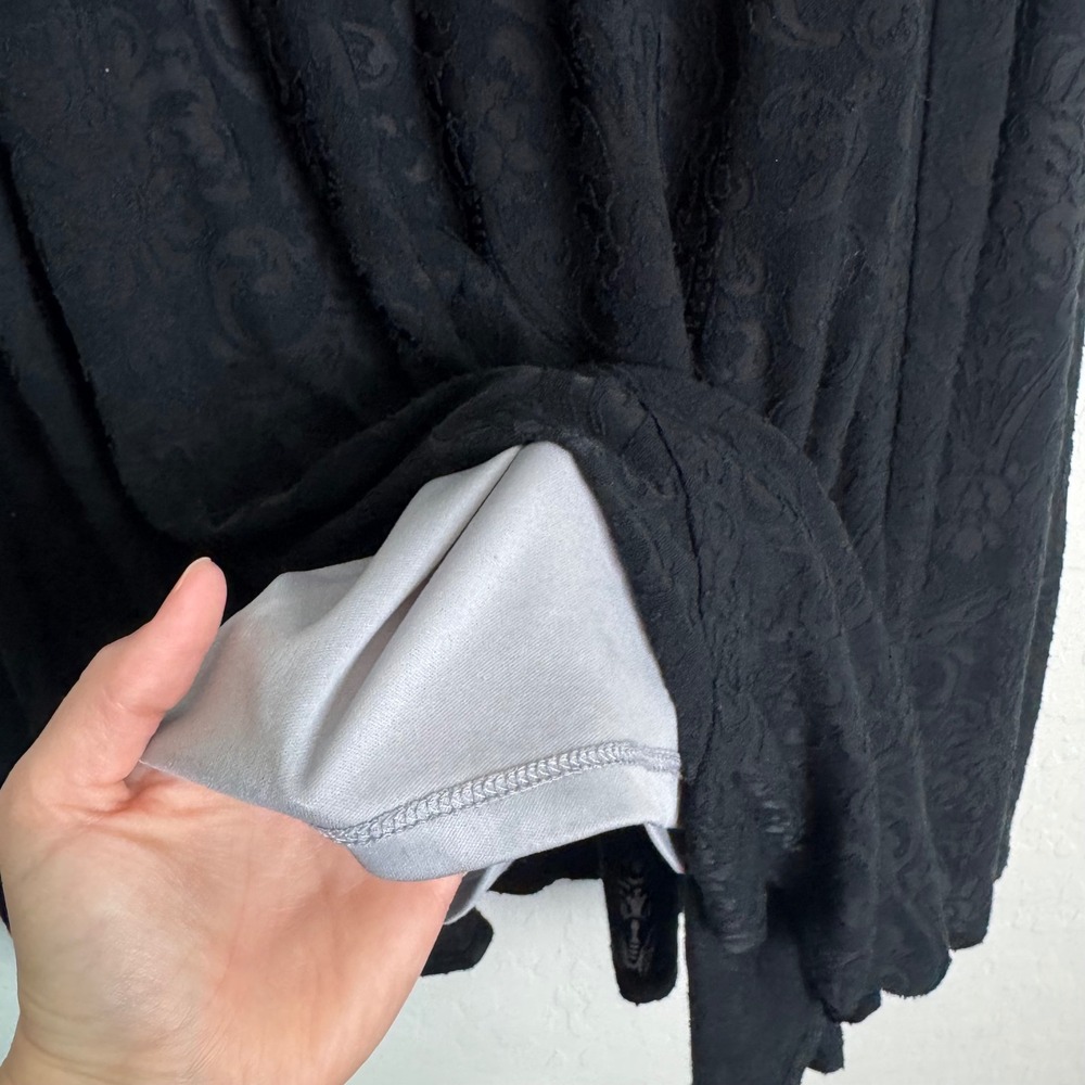 Chicos Black Damask Burnout Midi Skirt Elastic Waist Lined Sz L USA Whimsigoth - Picture 5 of 11